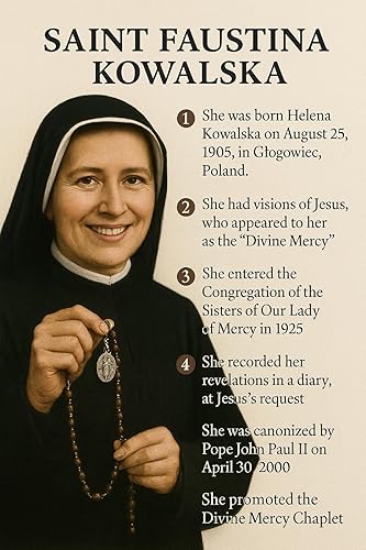 Miniatura 3 de Santa Faustina Kowalska Mística y Visionaria Verdadera Reliquia Apóstol Divino de la Misericordia con Medalla Milagrosa Jesús I Trust in You Basado
