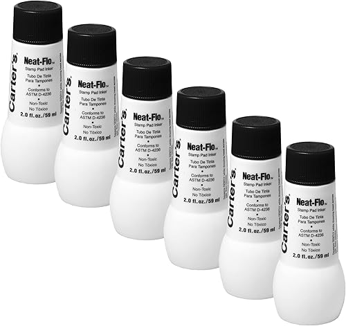 Carter's Neat-Flo - Recambio de tinta negra para almohadillas de sello re-inkables, botella de 2 onzas, paquete de 6 (22348)