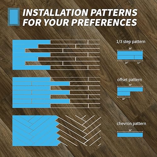 Miniatura 8 de Art3d Paquete de 36 baldosas de vinilo de 54 pies cuadrados para despegar y pegar, aspecto de madera, adhesivo e impermeable para dormitorio, sala