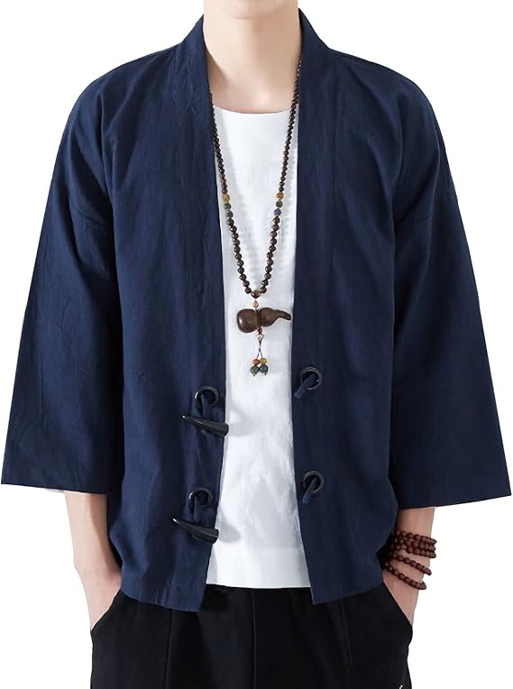 Amazon Connect J メンズ 夏 秋 カーディガン 7分袖 和式パーカー 開襟シャツ 大きいサイズ カジュアル ゆったり 羽織 おしゃれ 無地 カーディガン 通販