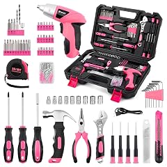 3 6V Pink Cordless Screwdriver Set 151Pcs Home Tool Kit with Magnetic Bits LED Light - Rechargeable Power