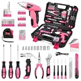 WRENZO 3.6V Pink Cordless Screwdriver Set, 151Pcs Home Tool Kit with Magnetic Bits & LED Light - Rechargeable Power Drill for Women DIY, USB-C Fast Charging​