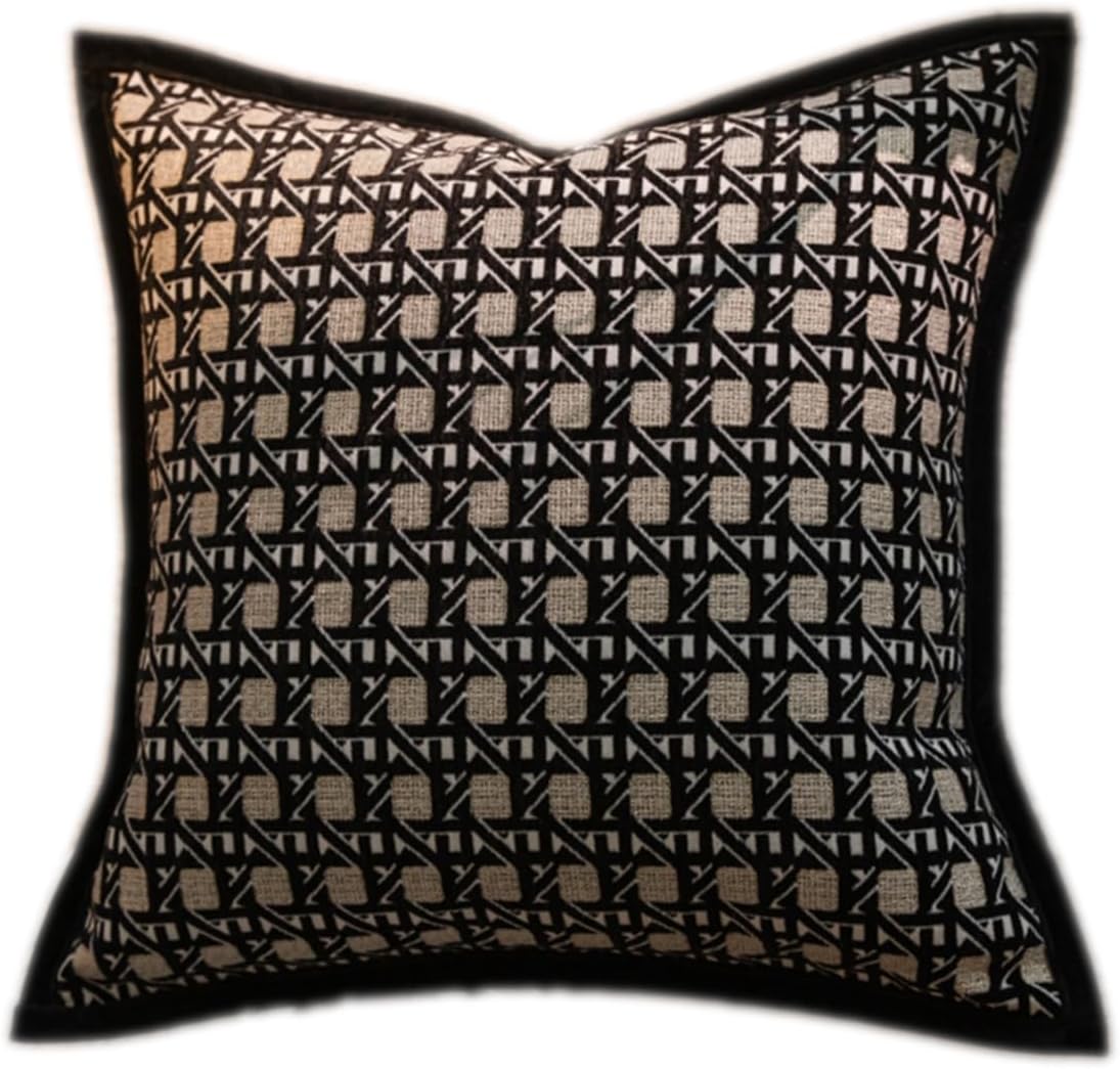 Croker Horse20x20 Square Throw Pillow Cushion Cover - Obsidian Plaid Embroidery Jacquard Tufting Soft Couch Sofa Pillow Covers for Living Room Bedroom