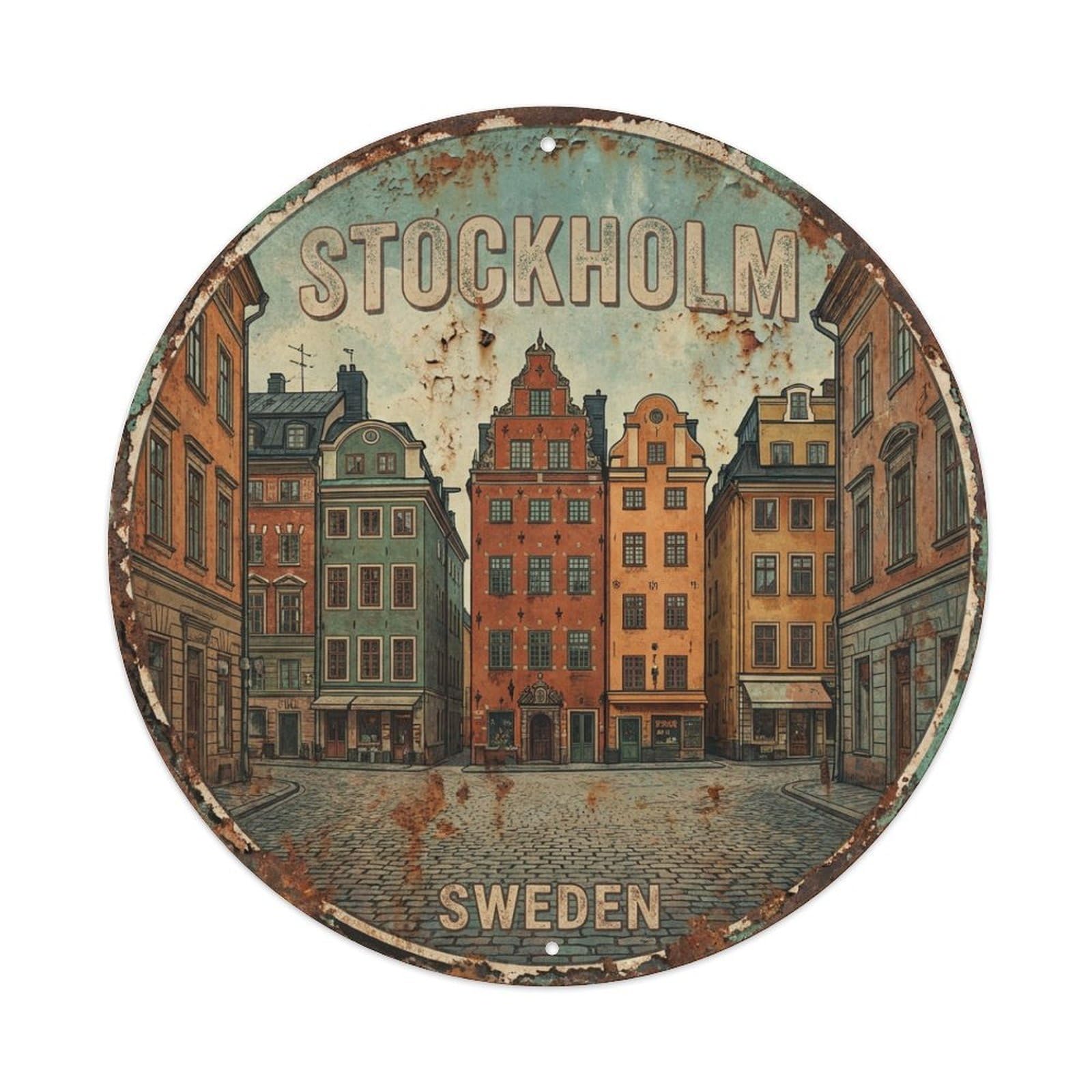Metal Tin Sign Vintage Travel Sweden Stockholm