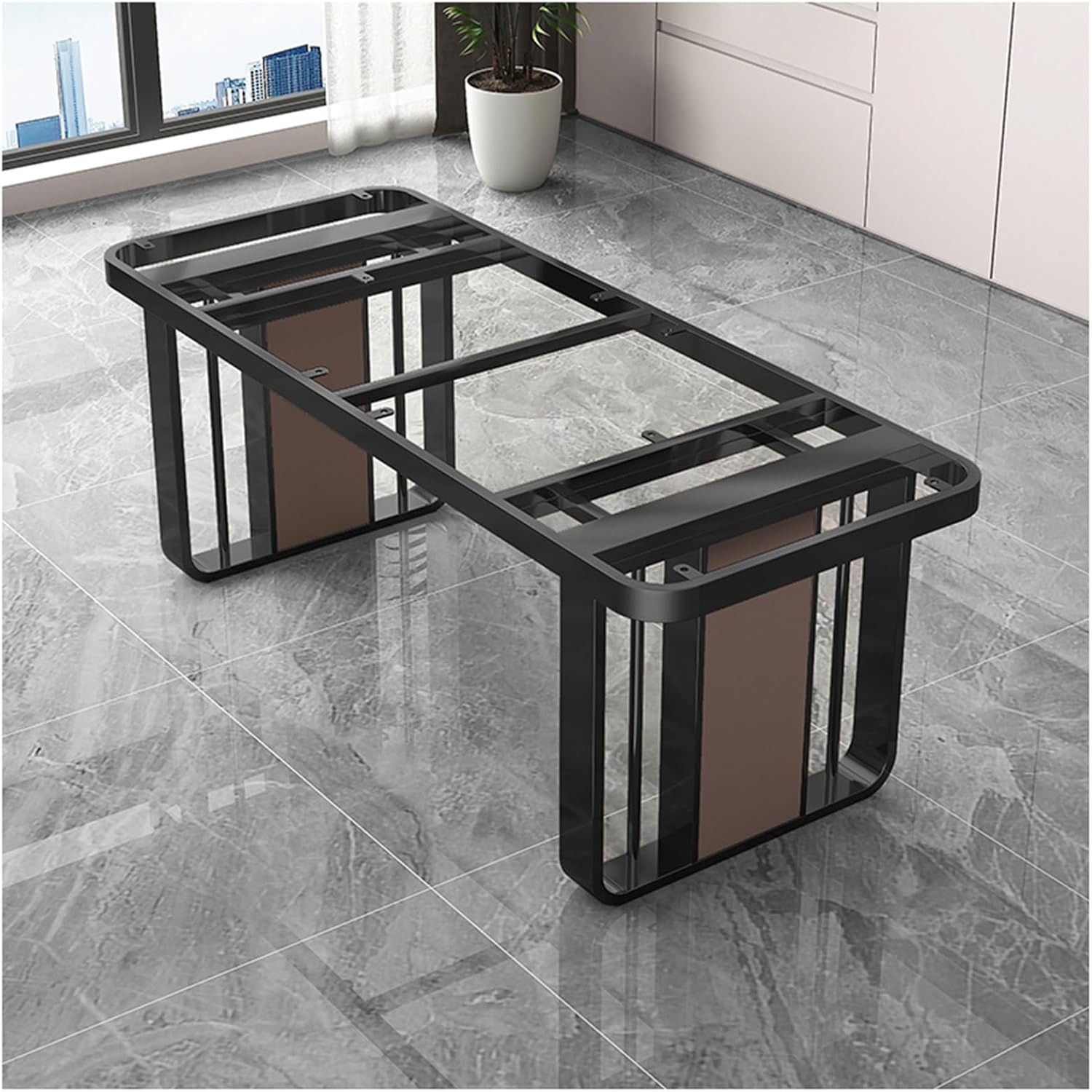 Rectangular Stainless Steel Office Table Legs Heat and Wear Resistance Rounded Corners Conference/Dining Desk Leg Heavy-Duty Metal Base Height 28.7"