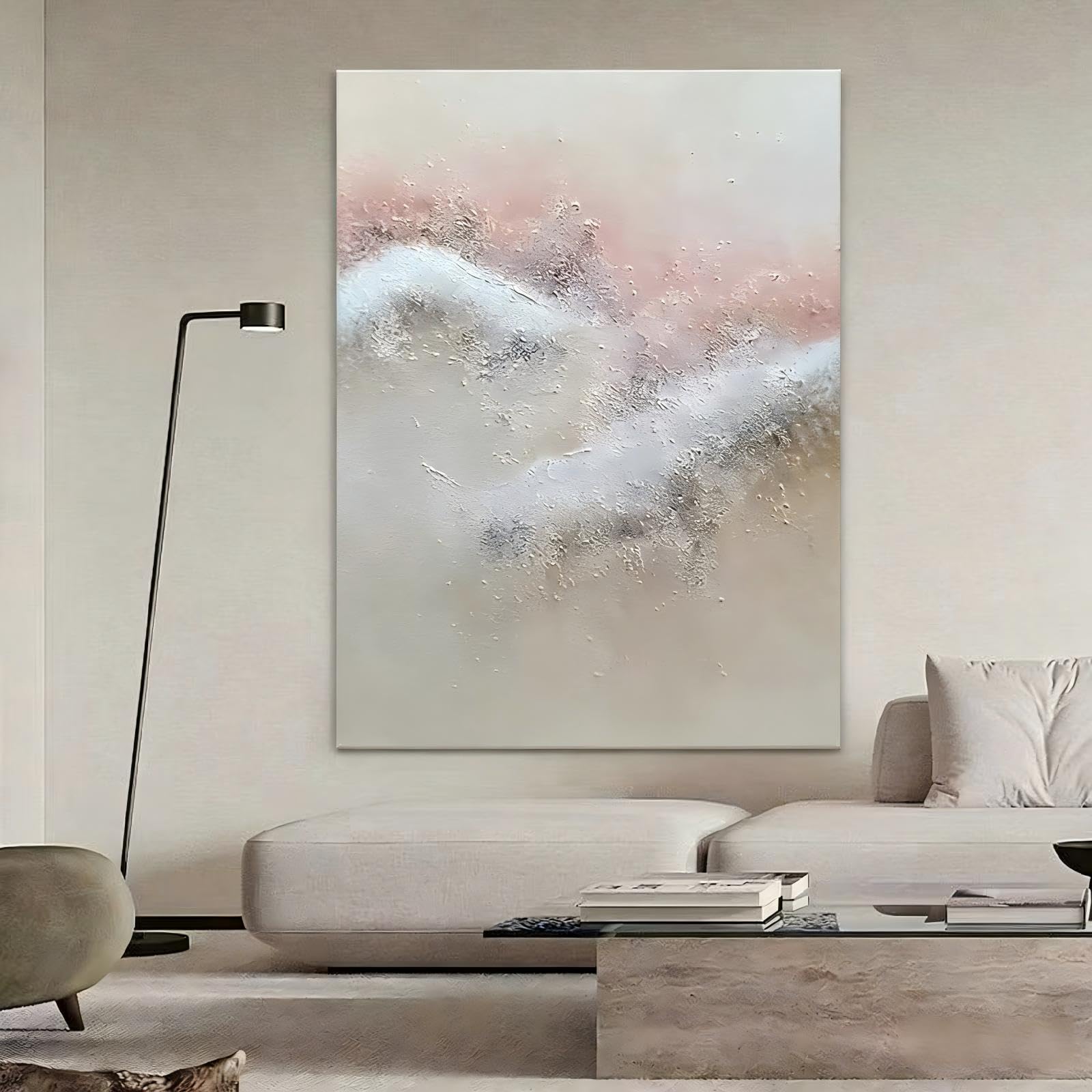 RGsixiot Canvas Wall Art Modern Abstract Vertical Neutral Texture Decor
