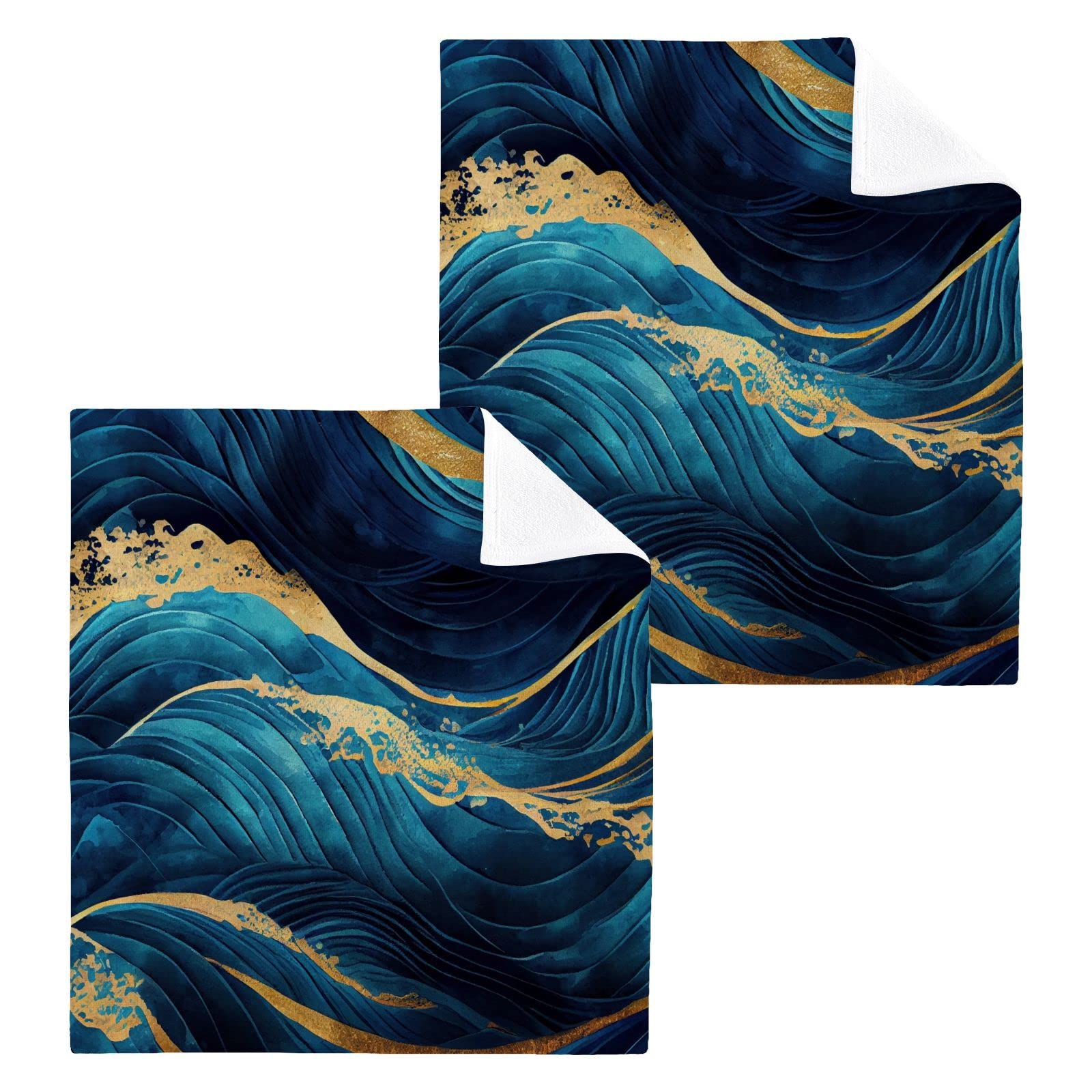 Vnurnrn Luxury Wave Towels Cotton Washcloths Set, Soft Absorbent Quick Dry Wash Clothes, Multi-Purpose Fingertip Towels for Bathroom Hotel Travel 12×12 in (6 Pack)