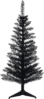 4FT Artificial Christmas Tree with Stand Black Halloween Tree Small Christmas Tree Easy to Assemble Black Christmas Tree with 110 Branch Tips for for Indoor and Outdoor