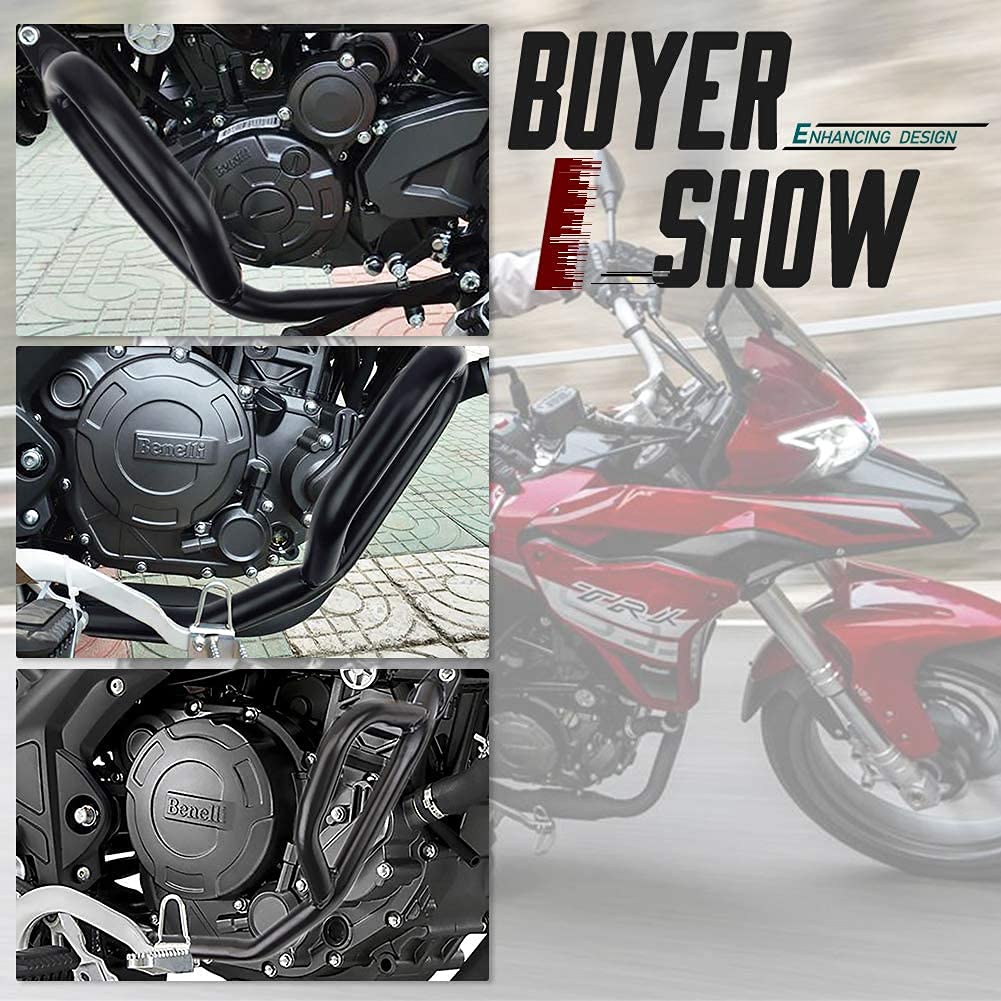 Protector de Parachoques de Motocicleta de Barras de Choque Acero Compatible con Benelli TRK251 TRK 251 2018 2019 2020 Accesorios de Seguridad de Parachoques (más bajo)