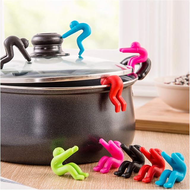 Spill-proof Lid Lifter for Soup Pot Kitchen Tools Lid Stand Heat Resistant Holder Keep The Lid Open Great Cooking Helpers Decoration Silicone Raise The Lid Phone Chopsticks Bracket Lid Lifter 6 Pack