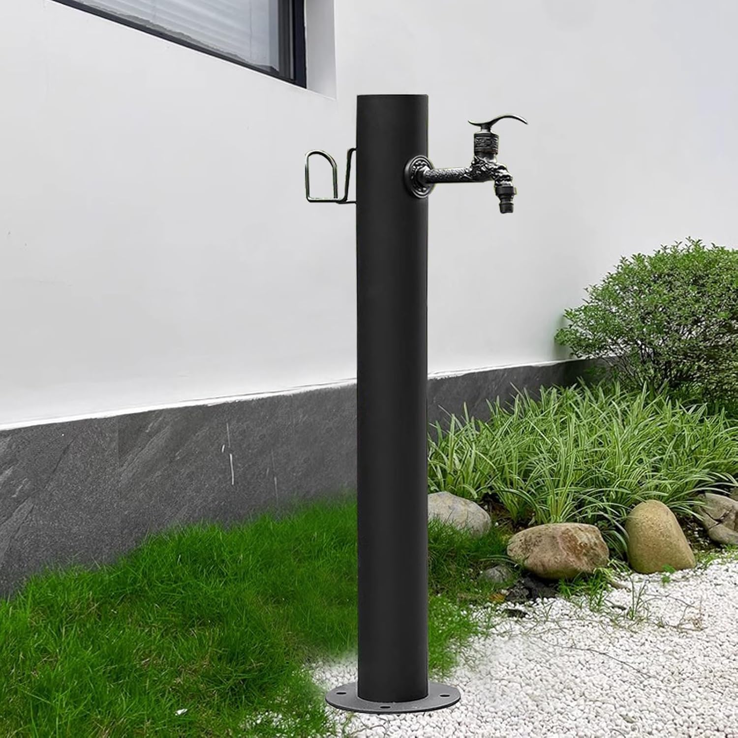 Stainless Steel Outdoor Vertical Garden Water Tap, Antifreeze Hose Faucet Extender, 33.9in Decorative Fountain Post for Irrigation and Washing in Courtyard