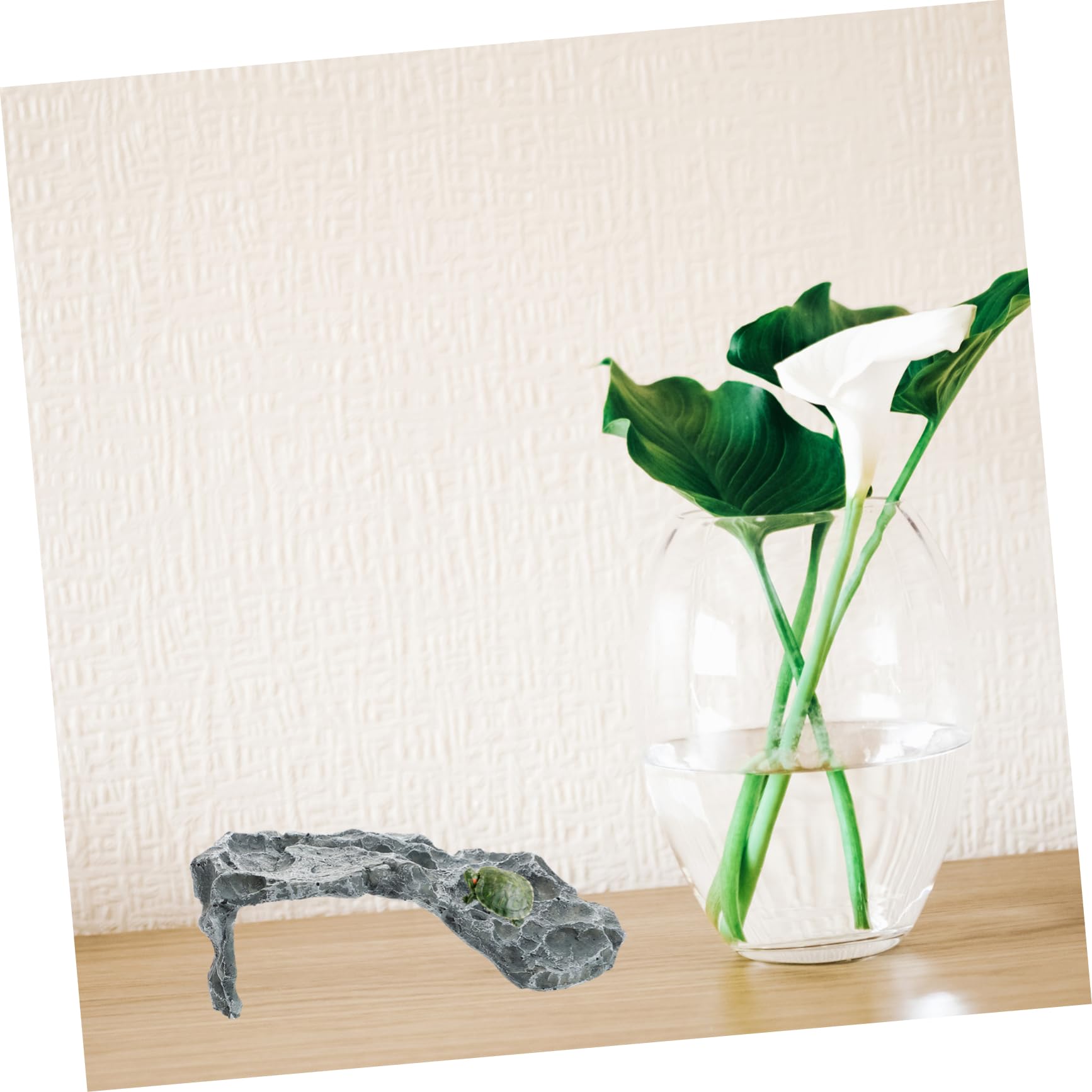 Happyyami Hábitat Reptiles Decoración Acuario Escondite Plataforma Tortuga Resina Durable