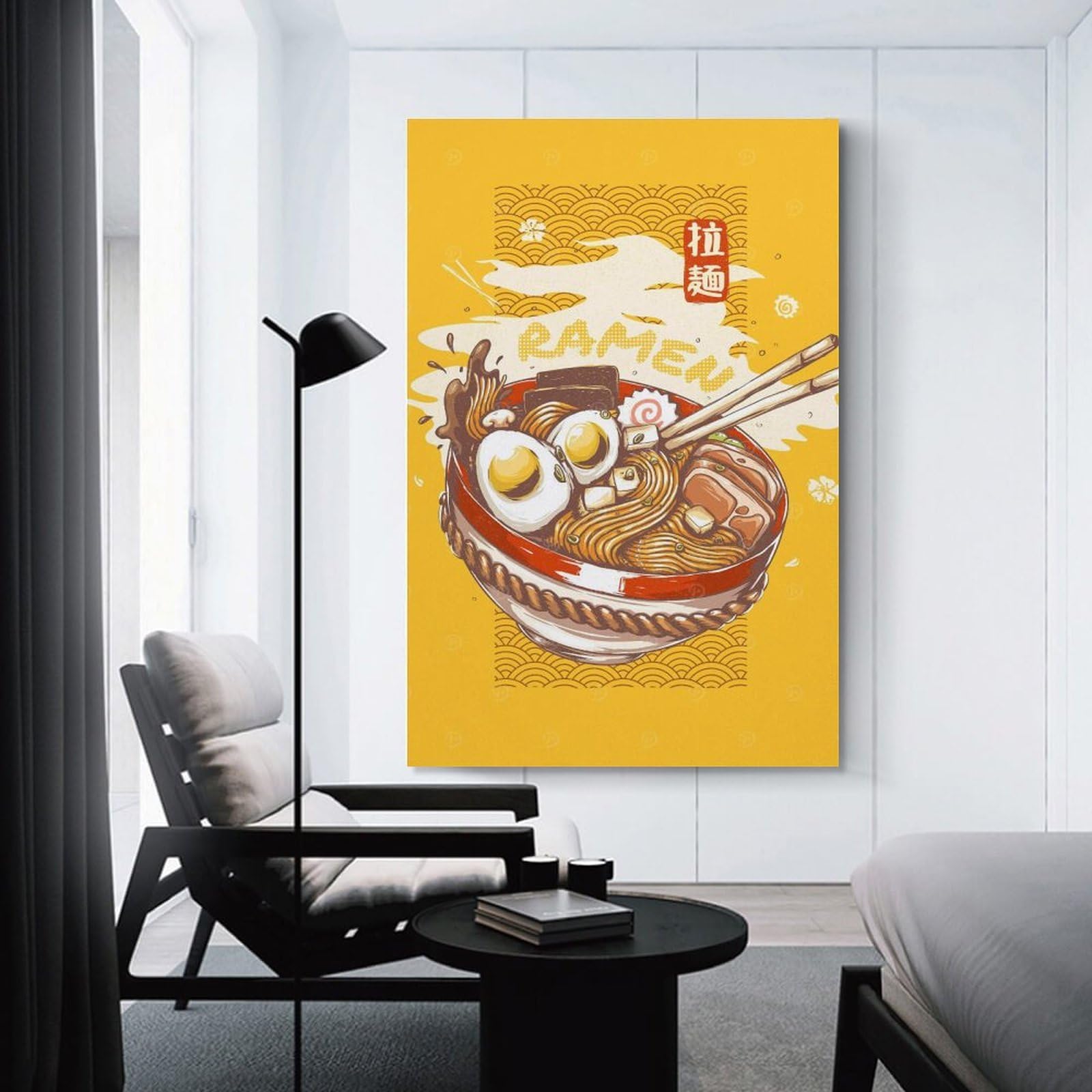 Junmoney Ramen Hanging Wall Art 24x36inch(60x90cm), for New Homes, Bedrooms Or Workspaces, Thoughtful Wall Decor for Art Lovers