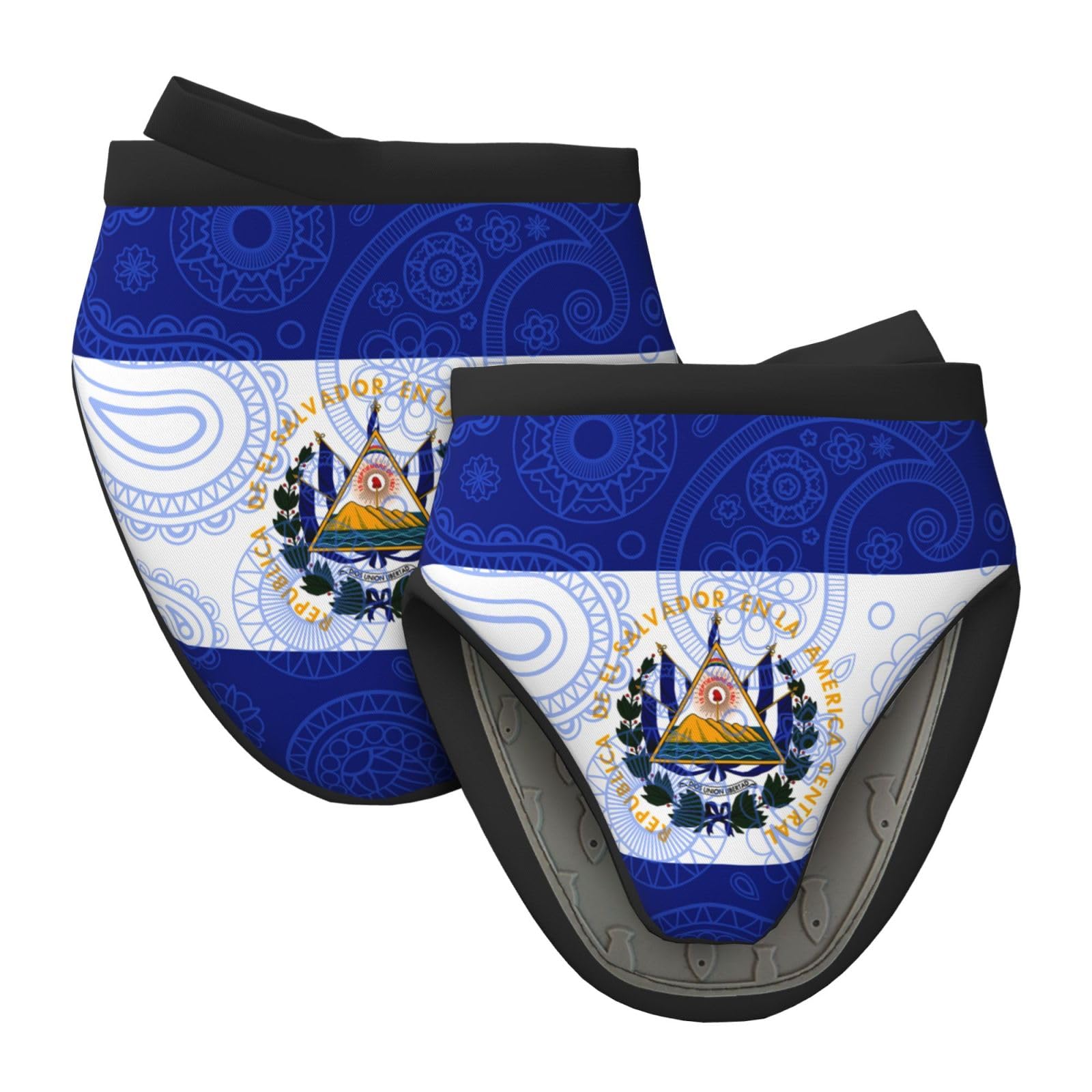 Silicone Oven Mitts, Heat and Slip Resistant Kitchen Mittens 2-Pack Set, El Salvador Paisley Flag Short Soft Oven Gloves