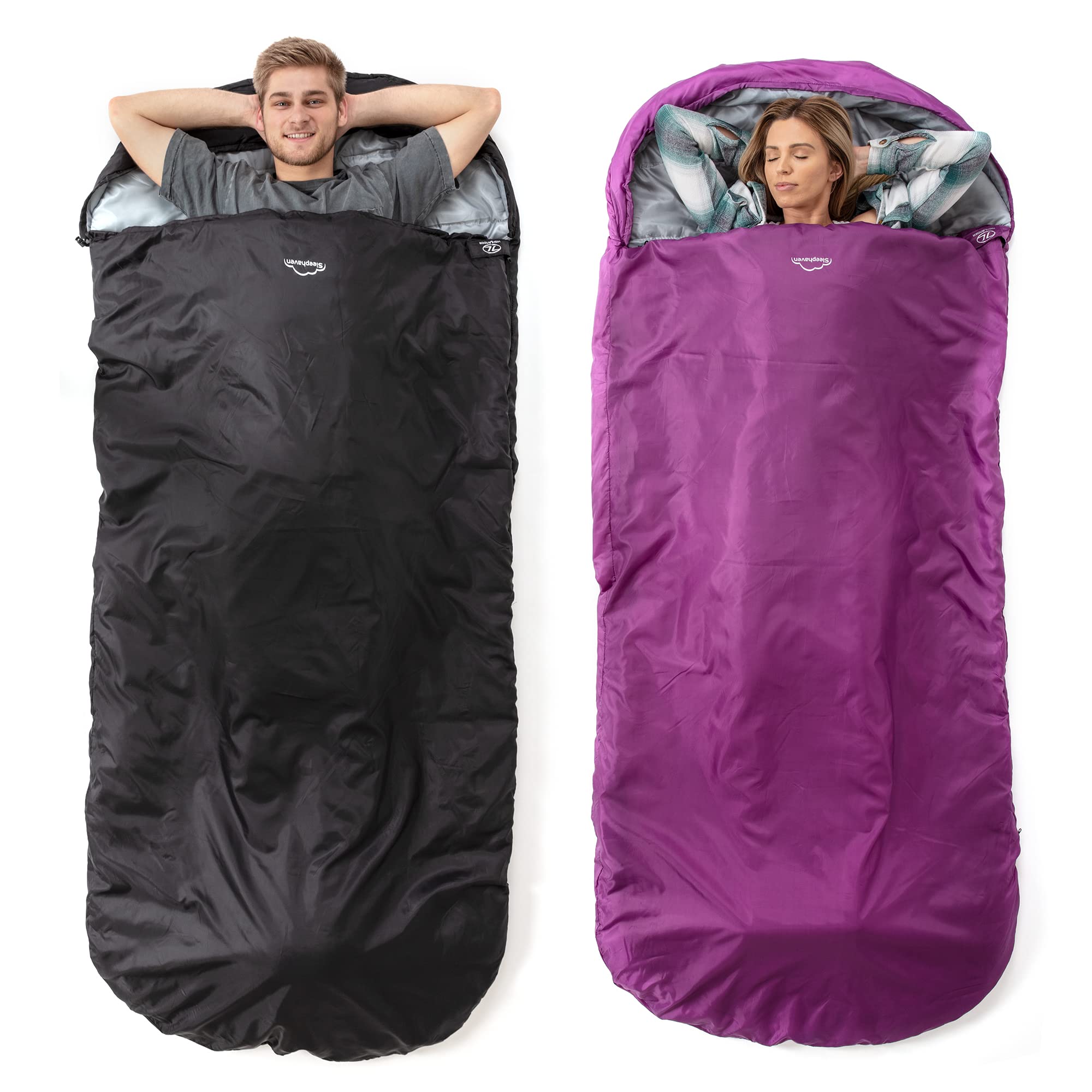 1.6kg Lightweight Sleeping Bags For Adults - Rectangular Style - Extra Wide & Warm Snuggle Sleeping Bag by HiGHLANDER
