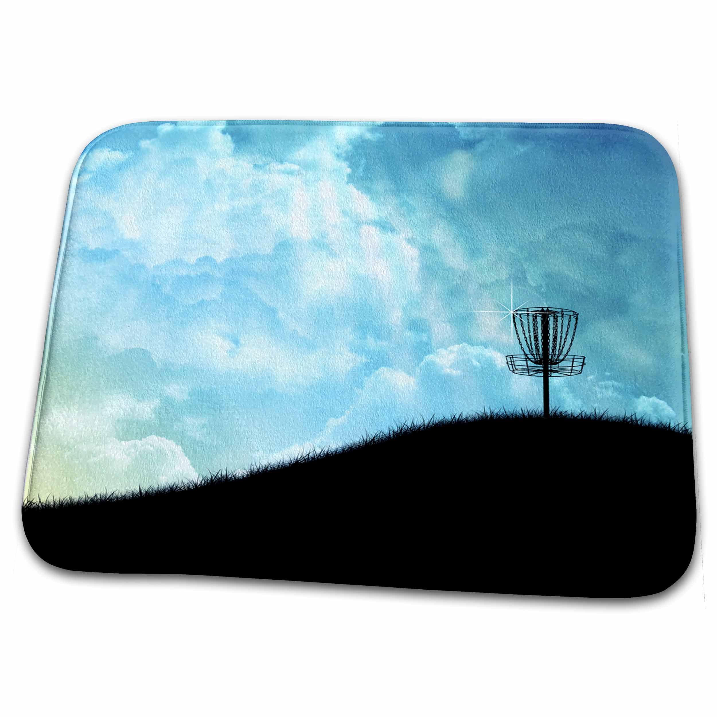 3dRose Basket On A Hill - Silhouette of a Frisbee disc Golf. - Bathroom Bath Rug Mats (rug-120327-1)
