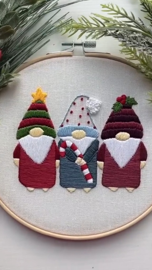 Kit De Broderie De Noël – Motifs Nains De Noël – Pour Débutants Adultes – Inclus Tissu, Fils, Aiguille, Cercle – Décoration Hivernale - 10