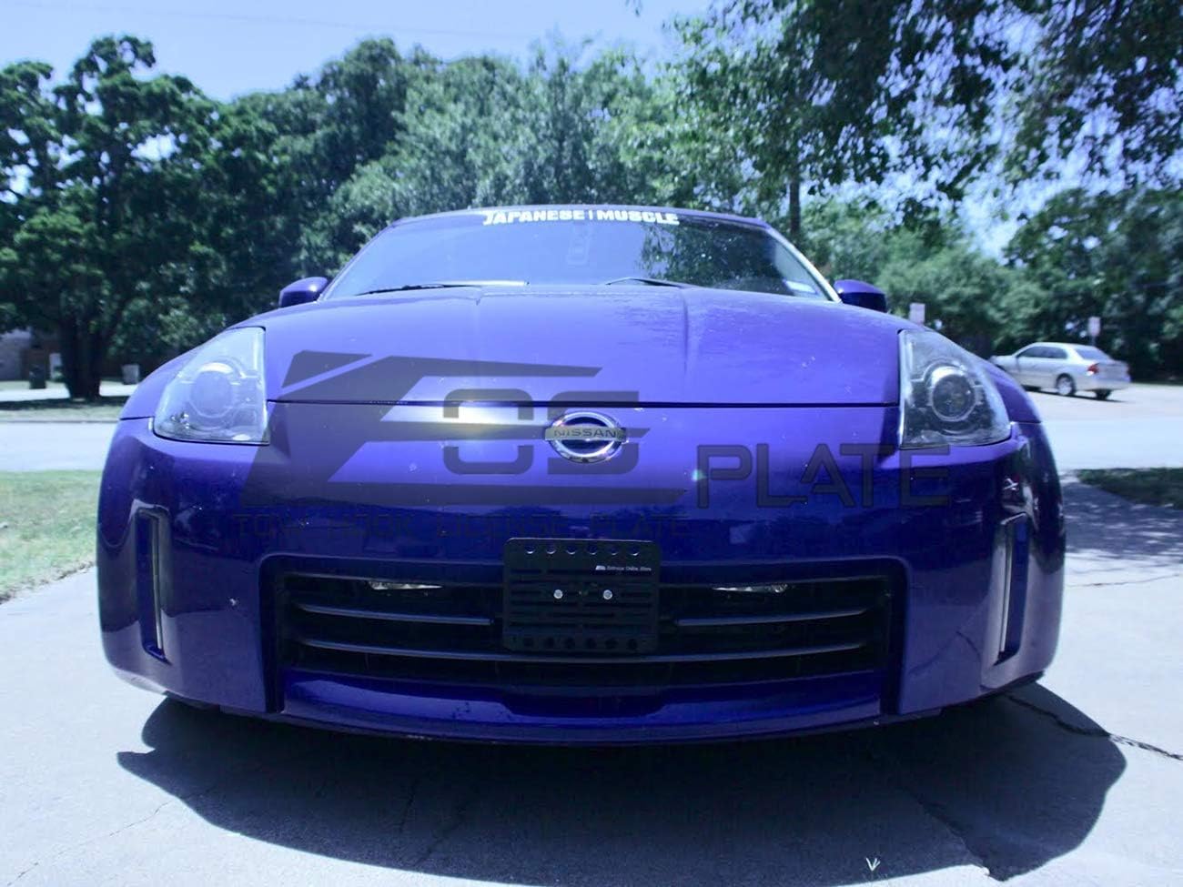 Extreme Online Store for 2005-2008 Nissan 350Z (Production After Feb 2004) | EOS Plate Version 2 Front Bumper Tow Hook License Plate Relocator Mount Bracket EOS-Tow-043-V2 (Full Size)