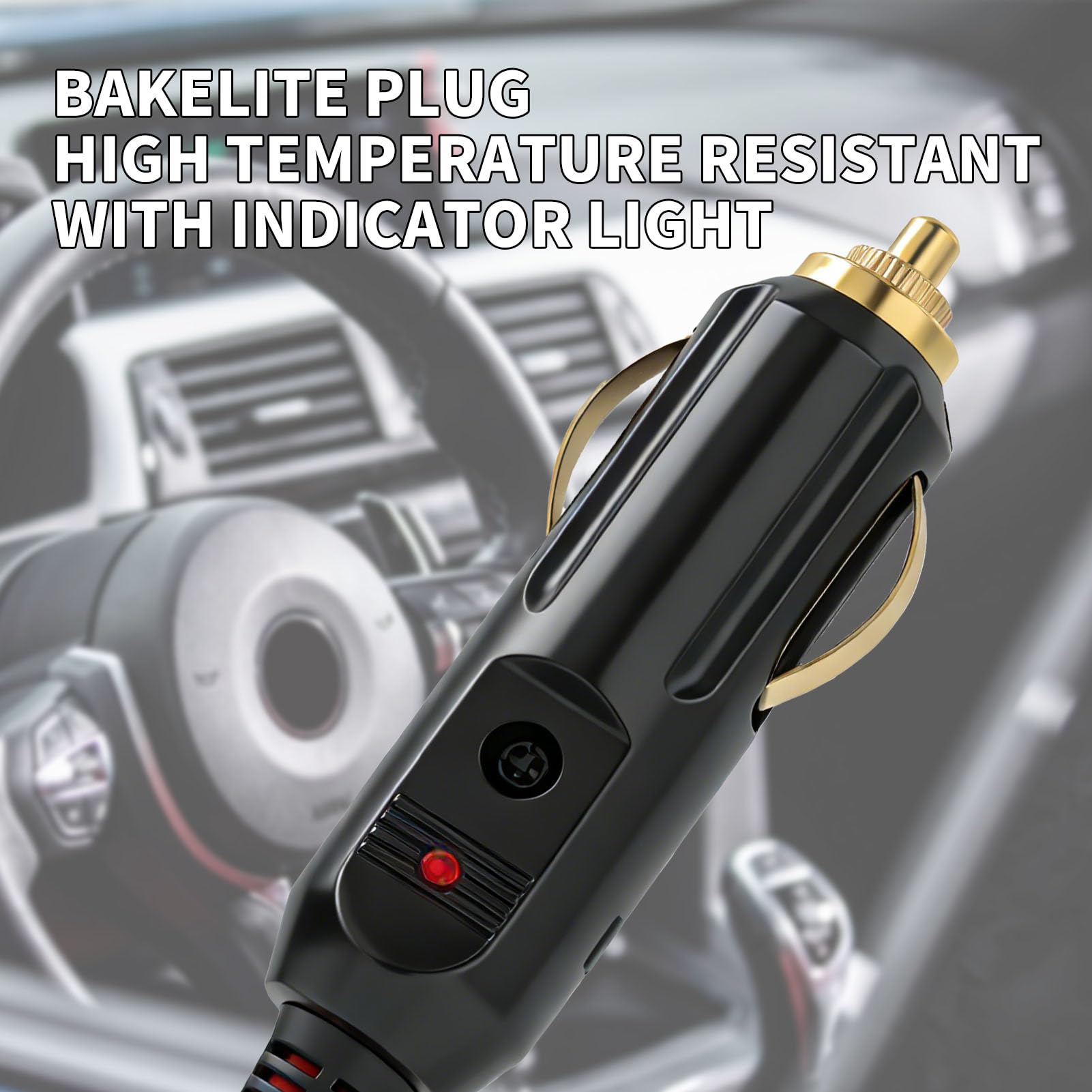 Zigarettenanzünder-Steckerkabel 12V mit 20A Sicherung, 2m Kabel, verzinnter Enddraht, KFZ Stecker für Zigarettenanzünder, Ersatz-Stecker mit Überlast- und Kurzschlussschutz - 5