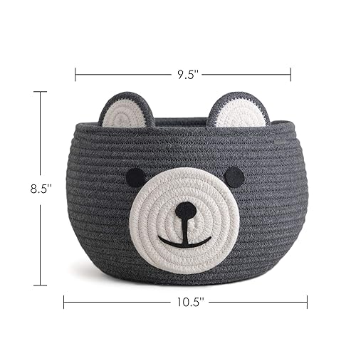Miniatura 13 de CherryNow Cesta de bebé para guardería, cestas de regalo de oso para niños, cesta de baby shower con asas, cestas pequeñas de animales lindos