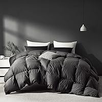 Vista 1 de Edredón de Plumón de Plumas de Ganso Gris Tamaño Twin, Relleno de Edredón Premium para Todas las Estaciones, Poder de Relleno de 750+ Tela de Mezcla