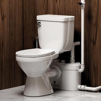 Upflush Toilet System 750 Watt, Compact Macerator Pump Up To 36 Feet, Basement Toilet With AC Vent, Slow-Close Seat, IP55 Enclosure, Ideal For Challenging Plumbing Layouts