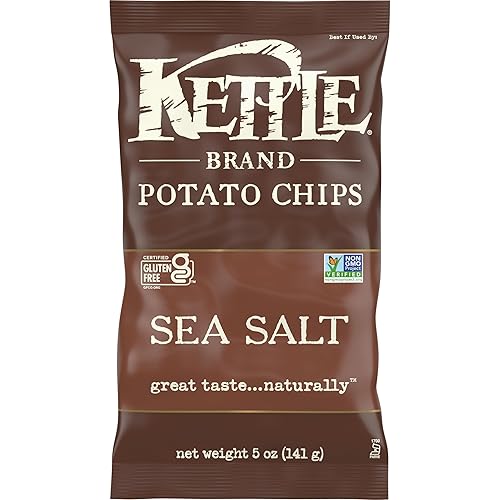 Kettle Brand Patatas fritas, hervidor de sal marina, 5 onzas