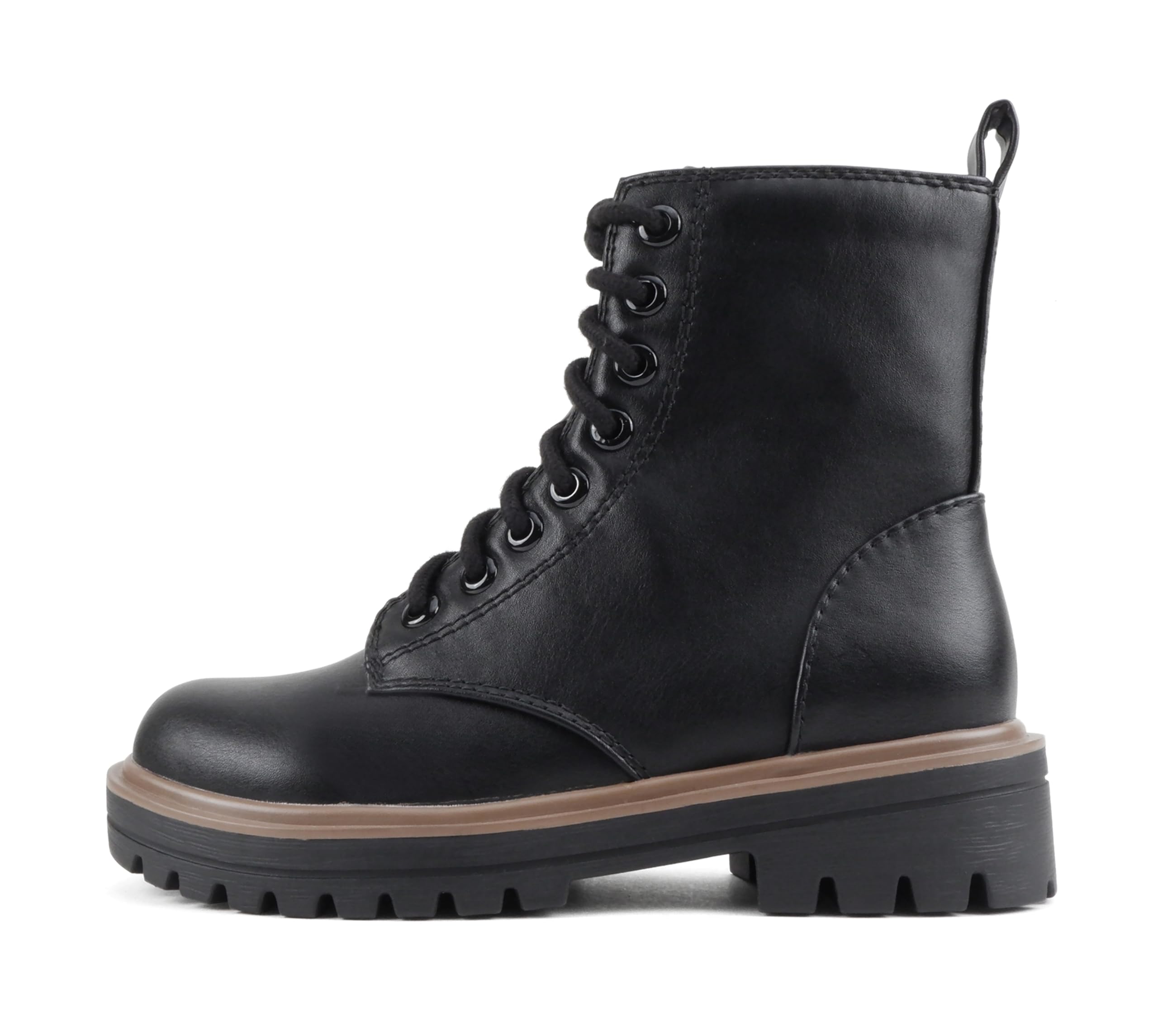 Soda FIRM - Lug Sole Combat Ankle Bootie Lace up w Side Zipper