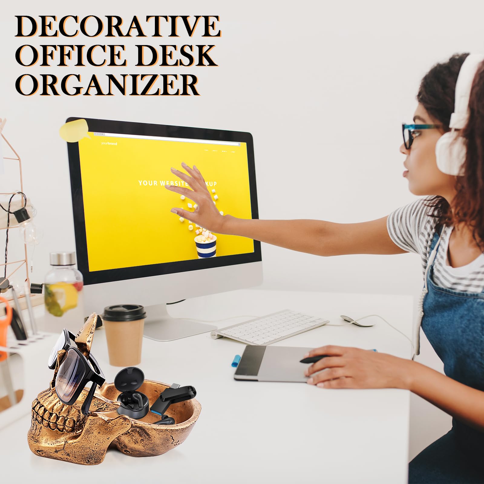 Dioche Support De Lunettes De Crâne Tête De Mort Porte-Lunettes Support Statue Porte-Lunettes