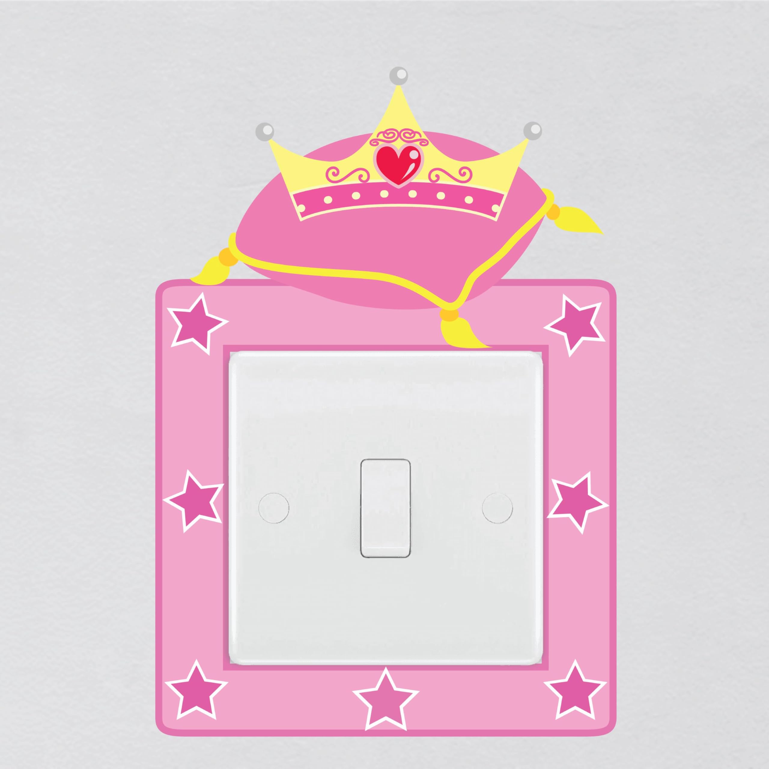My Pixel Print Girls White Princess Light Switch Surround Sticker Cute Nursery Childrens Room Decal Wall Art Sticker Vinyl Kids Boys Bedroom Room Decor