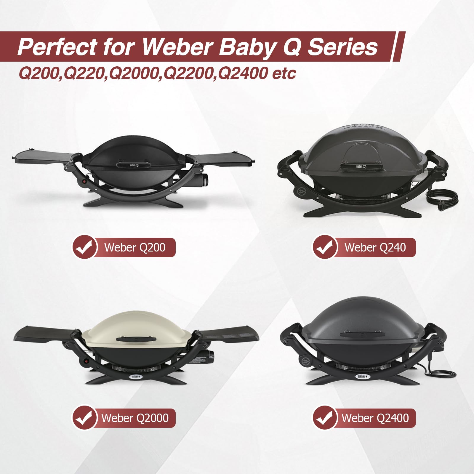 6559 Piastra in Grill ghisa per barbecue Weber Q200, Q220, Q240, Q260, Q2000, Q2200, Q2400 Series per barbecue a gas, 38,9 cm Piastra di Ricambio