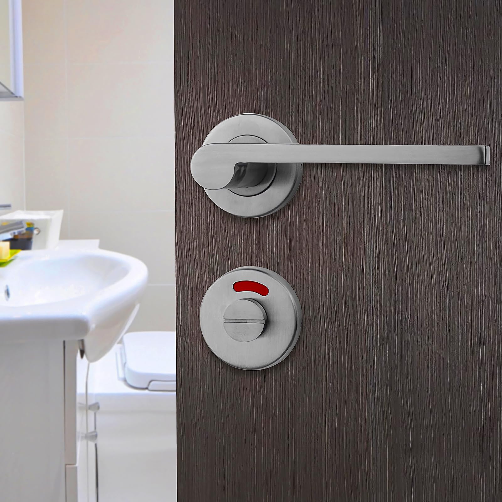 Rozet WC slot / badkamersluiting rond RVS | Intersteel