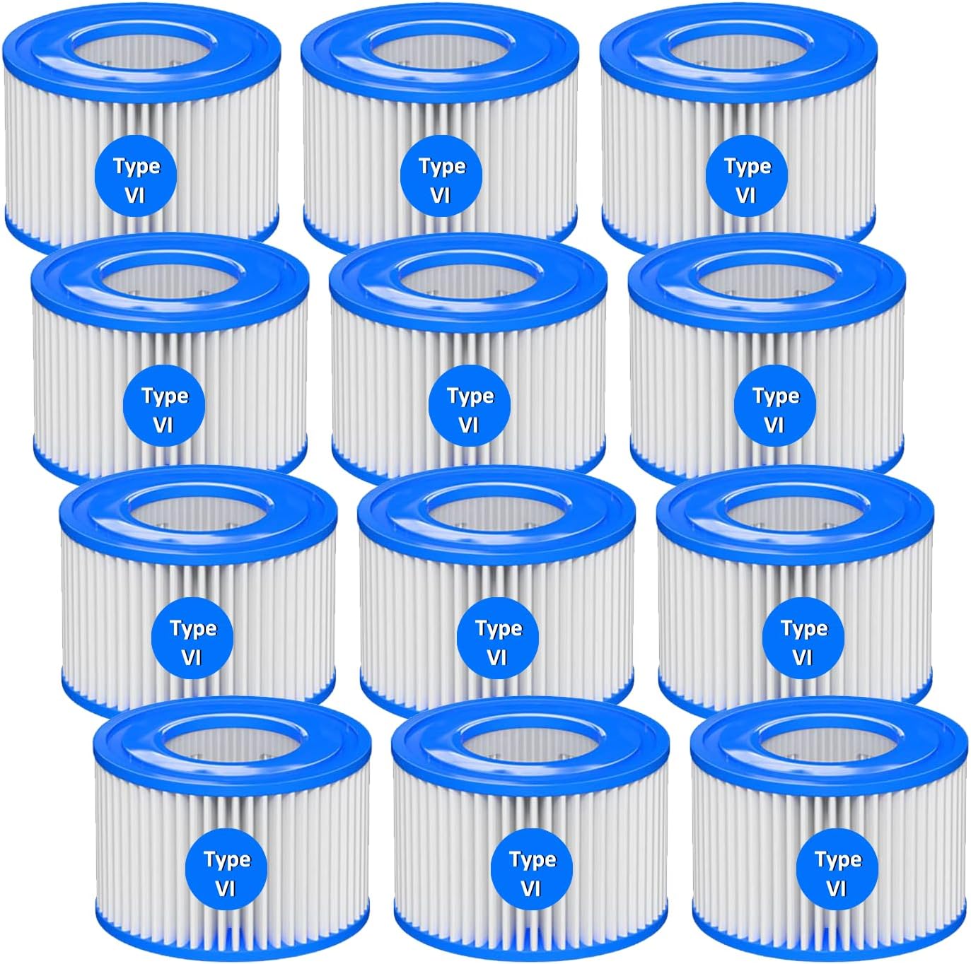 12 Pack Type VI Hot Tub Filter Cartridge Compatible with Bestway, Lay-Z-Spa, Coleman SaluSpa 90352E, 58323E, 58323 Swimming Pool Pump