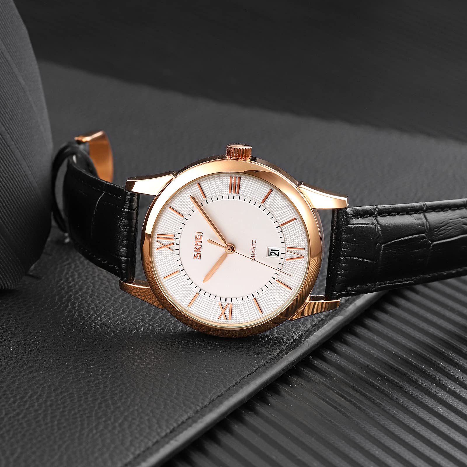 SKMEI - Orologio da polso da uomo, stile classico, alla moda, casual, con data, analogico, al quarzo, impermeabile, idea regalo, 9261-HMZP