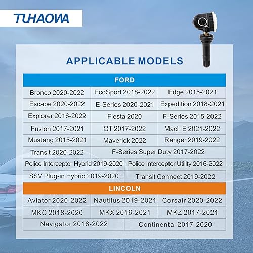 Miniatura 2 de Sensor TPMS Sensor de presión de neumáticos compatible con sistema preprogramado de monitoreo de presión de neumáticos Ford Lincoln 315MHz