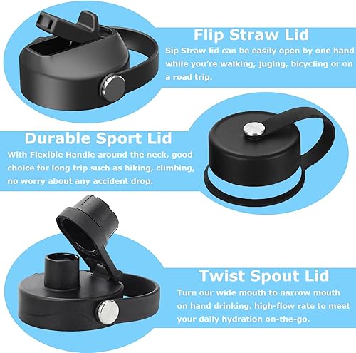 Miniatura 5 de HydroFest Botella de agua de 64 onzas, botella de agua de metal con tapa con popote, botella de agua de medio galón aislada con soporte para