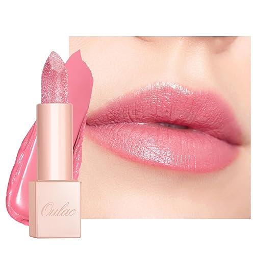 Miniatura 15 de Oulac Lápiz labial azul morado con purpurina, acabado infinito de alto brillo, color de labios hidratante infundido con aceite de rosa de damasco