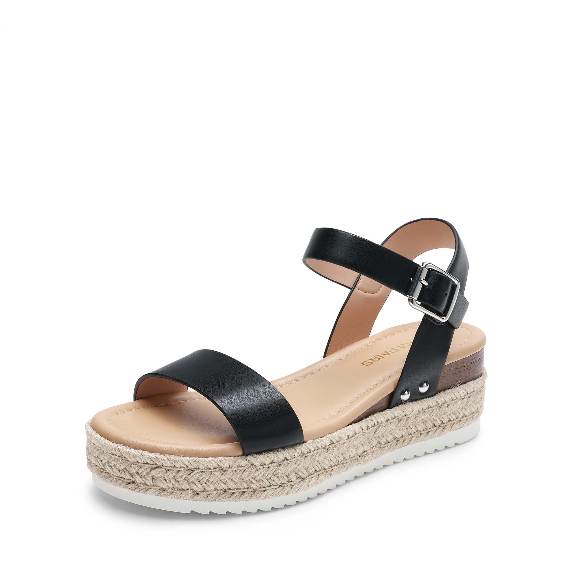 DREAM PAIRS Damskie sandały na platformie espadryle na koturnie, wygodne sandały z odkrytymi palcami z jednym paskiem dla kobiet szykowne na co dzień lato
