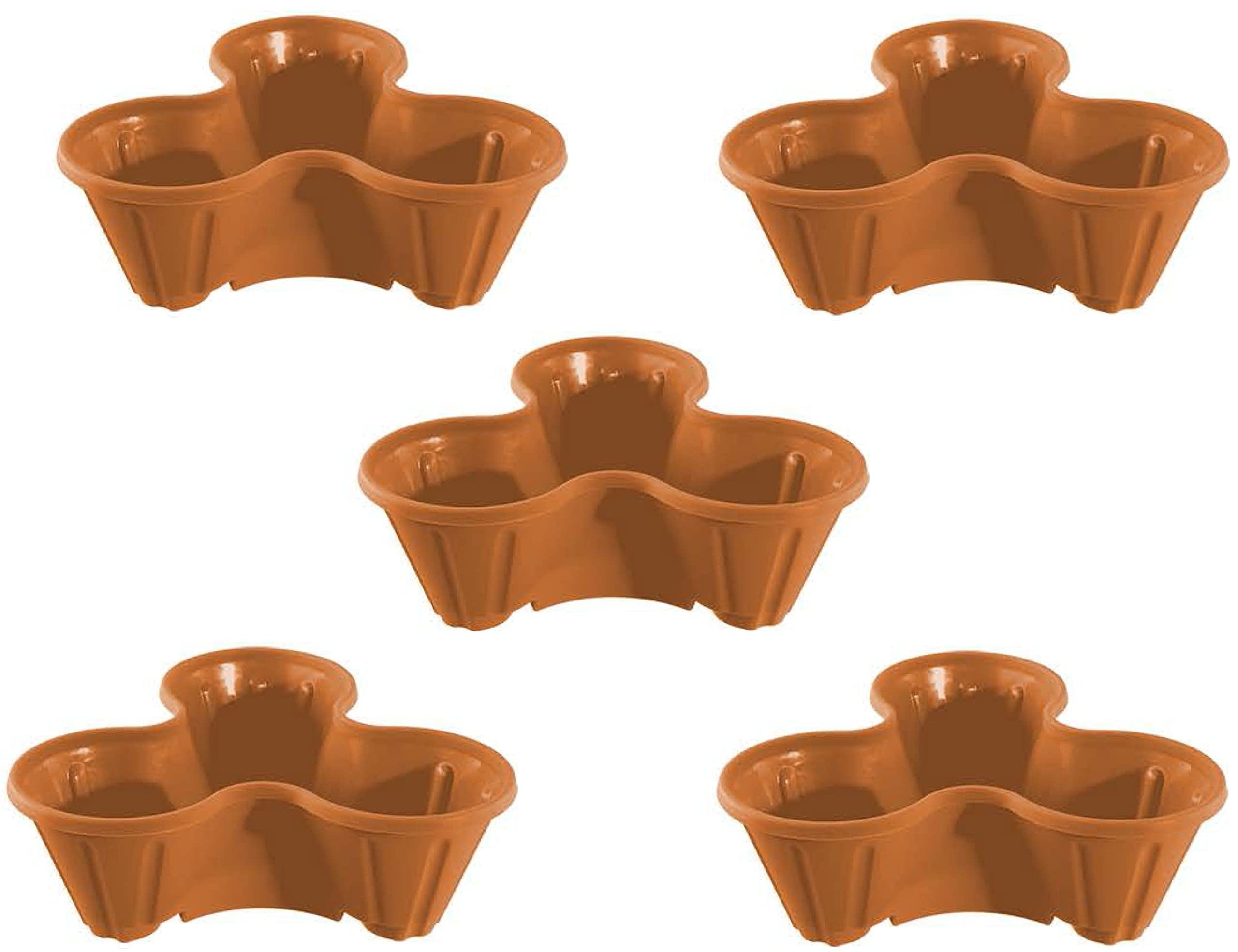 Optimal Products Strawberry Planter Stacking Stackable Garden Plastic Flower Growbag Plant Pot UK (Terracotta, 5)