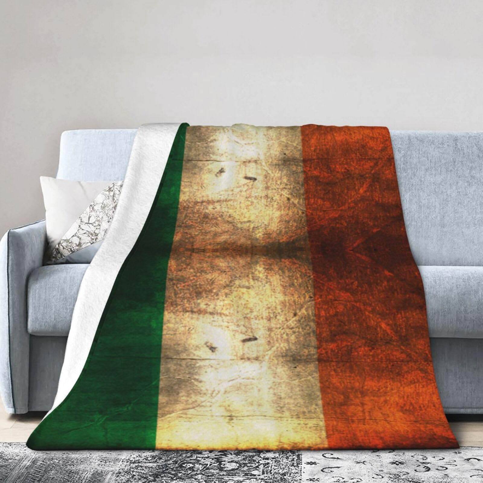 Jbyjbx Irish Flag Print Warm Ultra-Soft Micro Blanket All Season Couch Sofa Bed Throw Blanket 60"X50"Inch