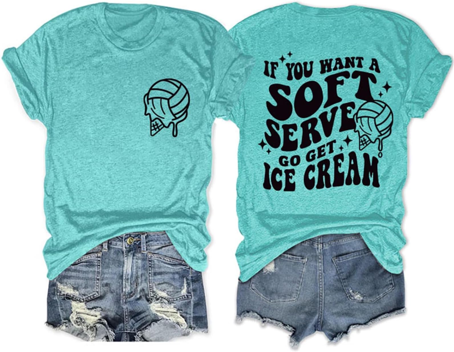 Volleyball Shirt for Women Volleyball Lover Player Mom Coach If You Want a Soft Serve Go Get Ice Cream Game Day Tee