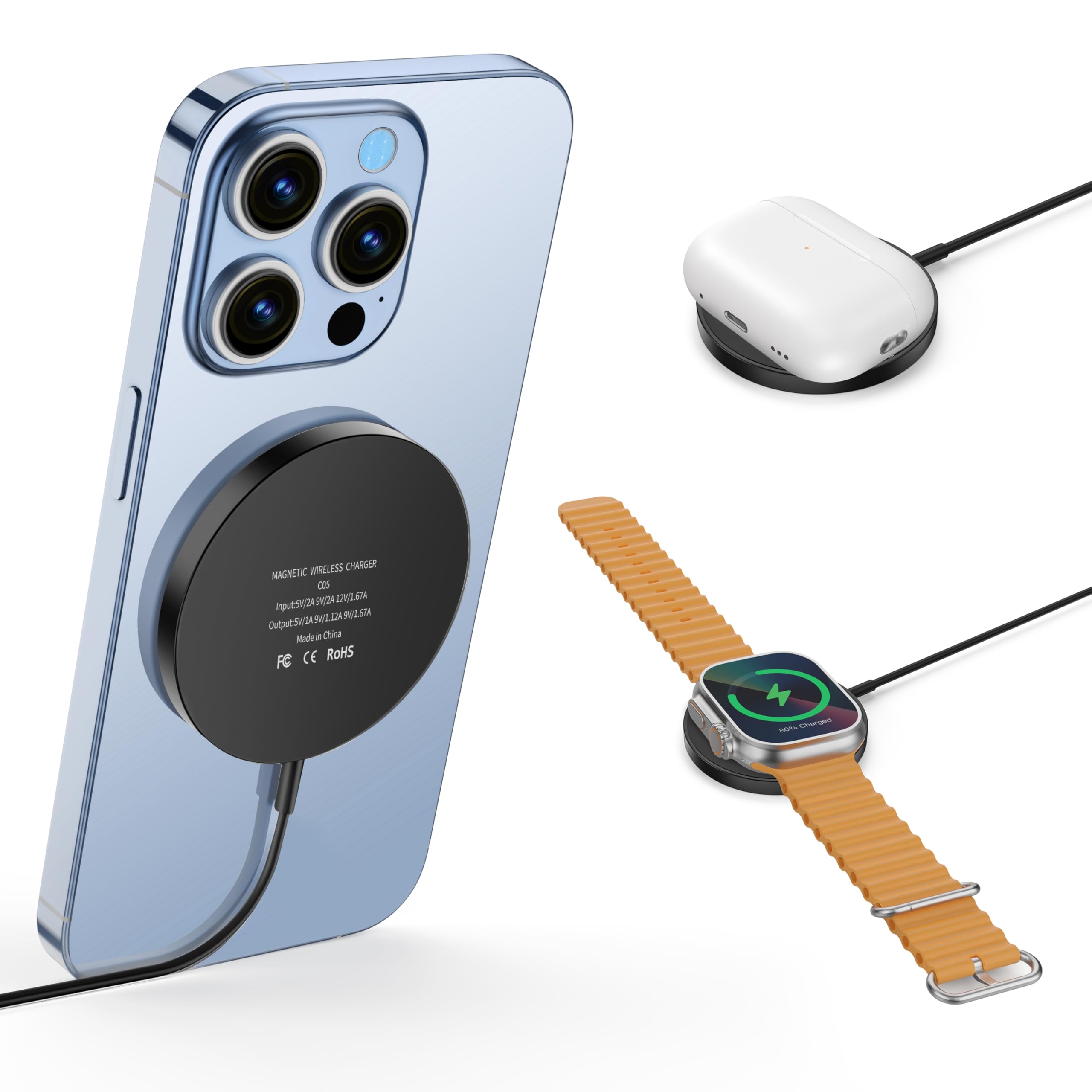 iphone Applewatchアップルウォッチ 2in1magsafe充電器 Amazon.co.jp: Mag Safe充電器 ワイヤレス充電器 マグネット式