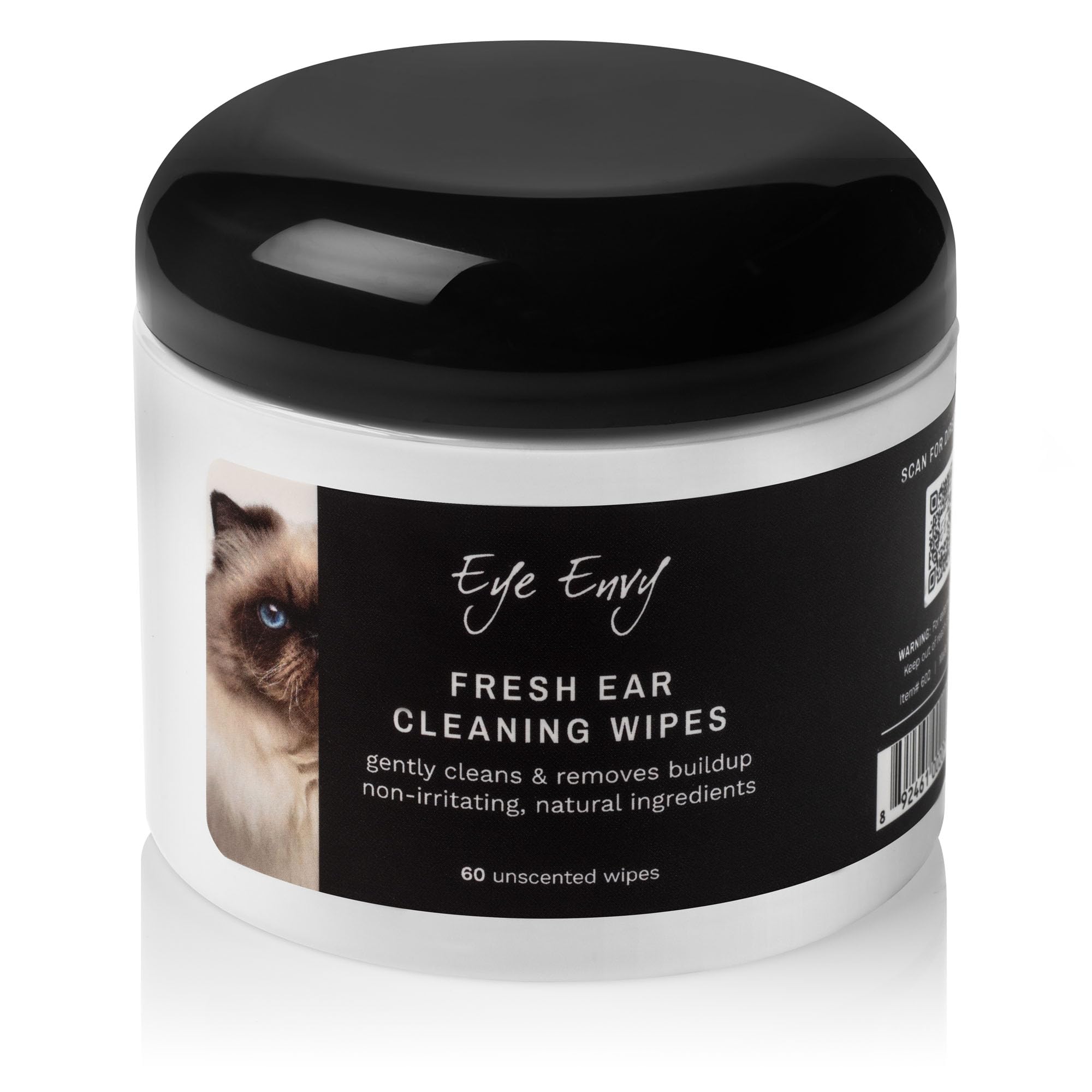 Eye Envy – Lingettes Nettoyantes pour Les Oreilles des Chats, Fabriquées aux États-Unis avec des Ingrédients Naturels, Non Parfumées, Sûres et Non Irritantes, Préviennent Les Infections, 60 Lingettes