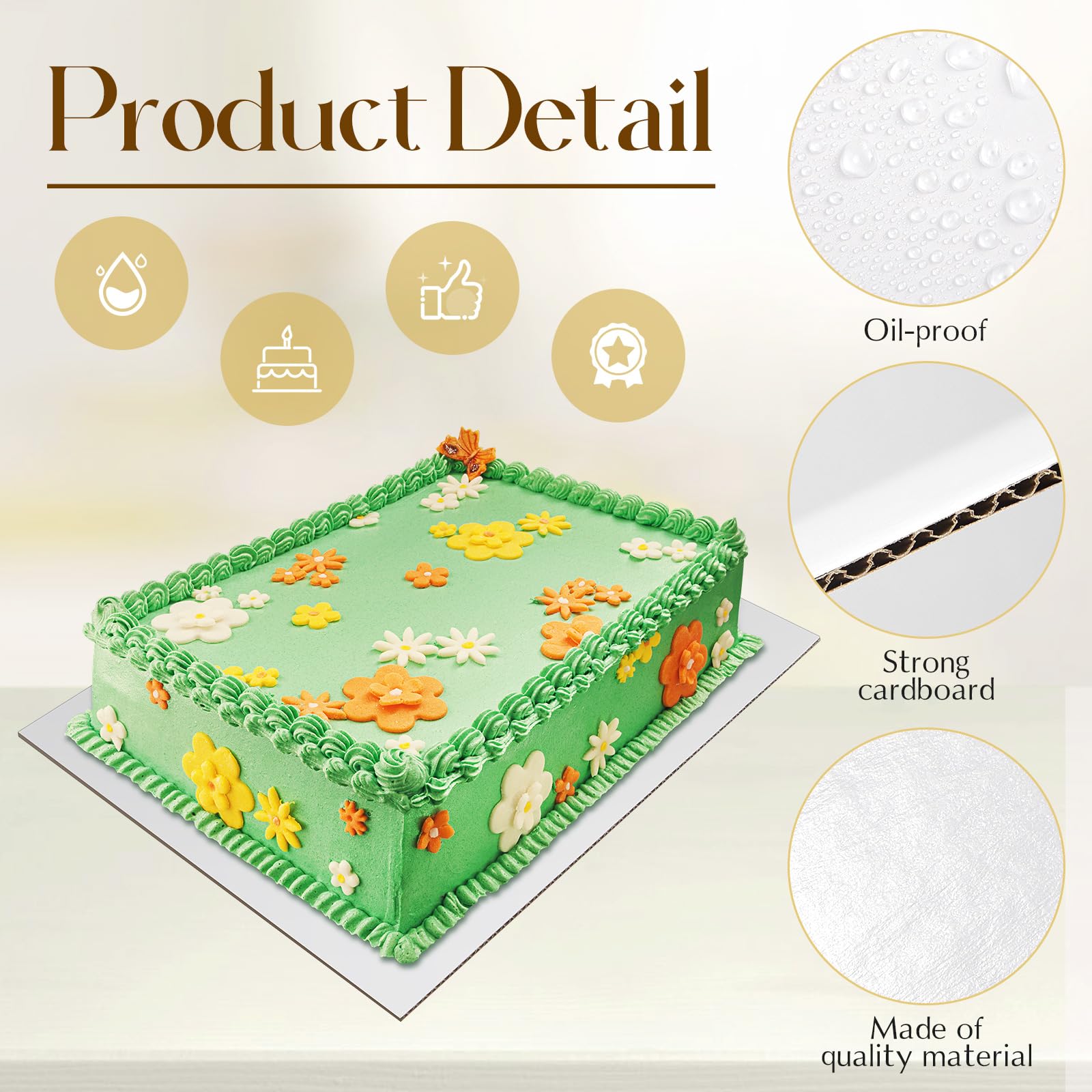 Fit Meal Prep [20 Pack 19x14 Rectangle Cake Boards Black Cardboard Cake Base, Half Sheet Disposable, Desserts And Pastries Food Bottoms, Grease Proof And Moisture Resistant - View #6