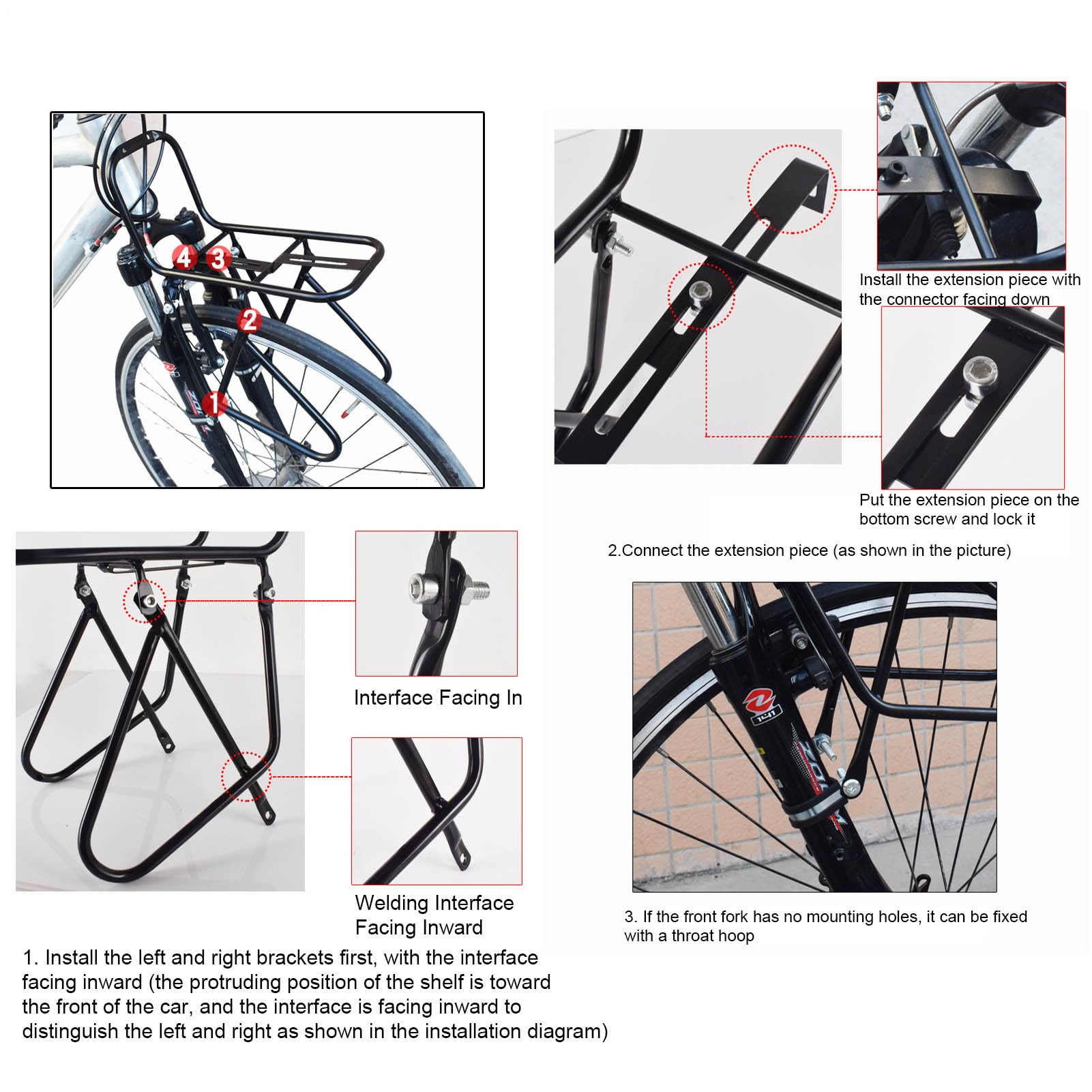 Portapacchi per bicicletta, portabagagli per bicicletta | Supporto per bagagli per portabagagli Touring,Supporto per attrezzatura da equitazione per mountain bike, bici da viaggio, bici pieghevoli