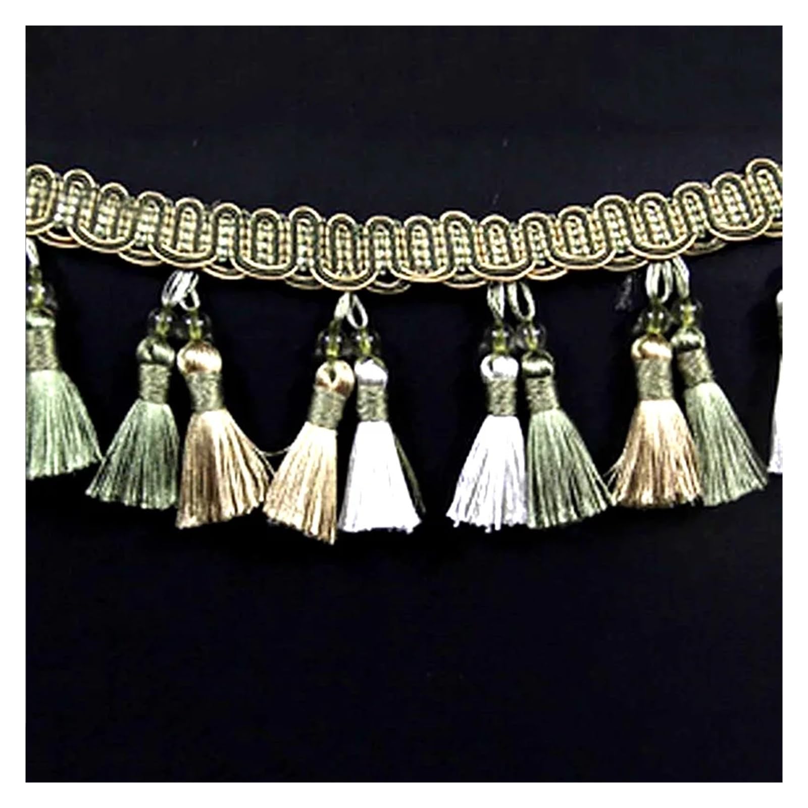Rideau en forme de triple pompon européen, 6 m/Lot, perles en dentelle, pointes suspendues, sangles de boule, accessoires de décoration de la maison wanglan(Green)