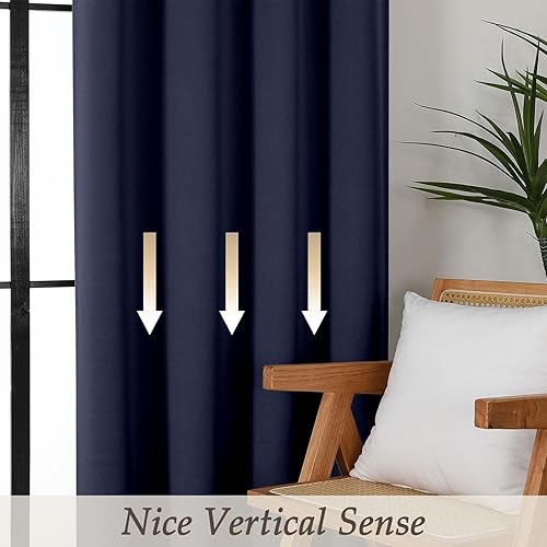 Miniatura 8 de Gwine Cortinas opacas para sala de estar de 63 pulgadas de largo, con aislamiento térmico, cortinas opacas para decoración de dormitorio con
