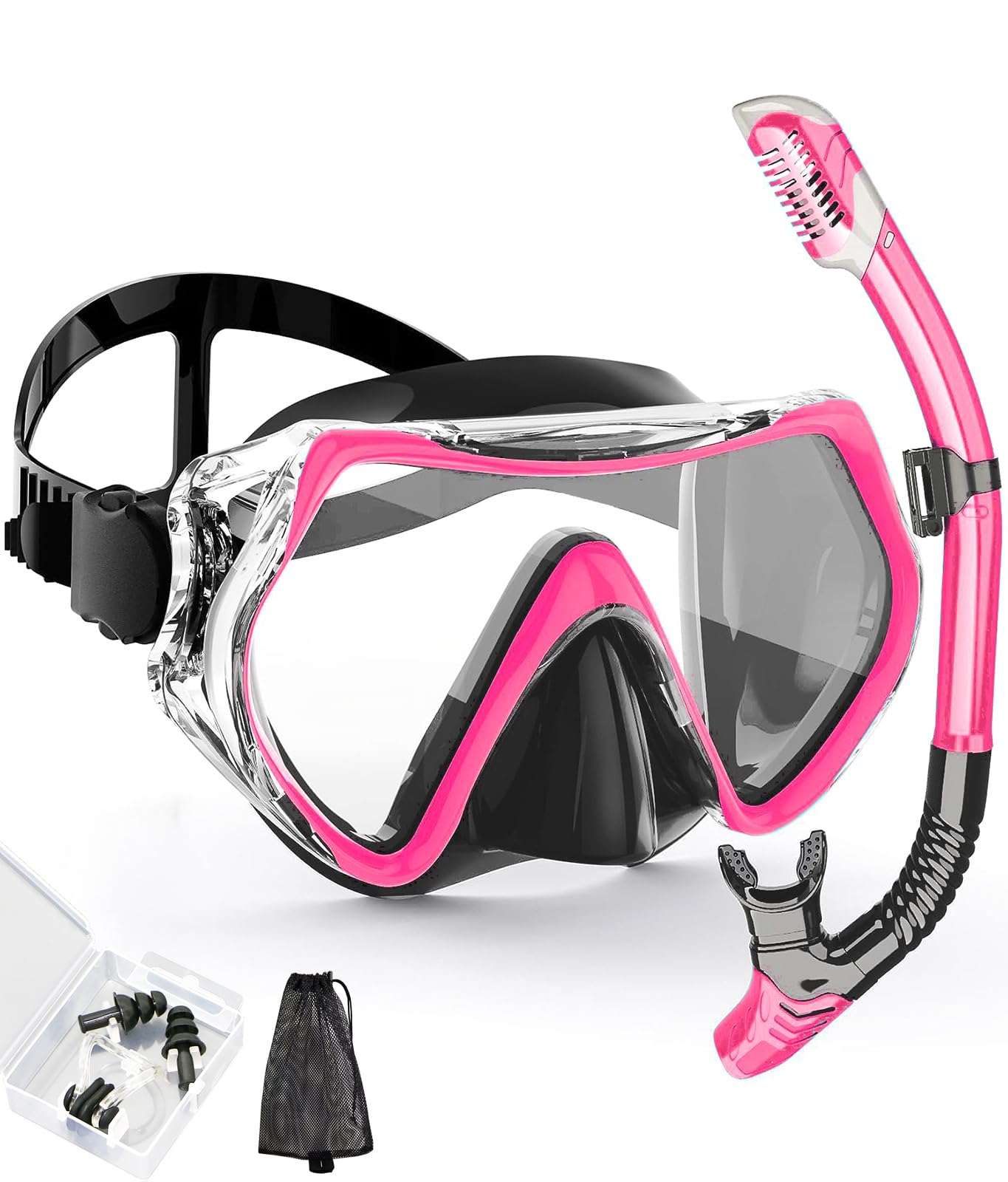 Snorkeling Gear for Adults, Snorkel Mask Adult Snorkel Set, Anti-Fog Scuba Diving Mask Panoramic View Scuba Gear, Tempered Glass Snorkel Goggles Swim Masks for Adults