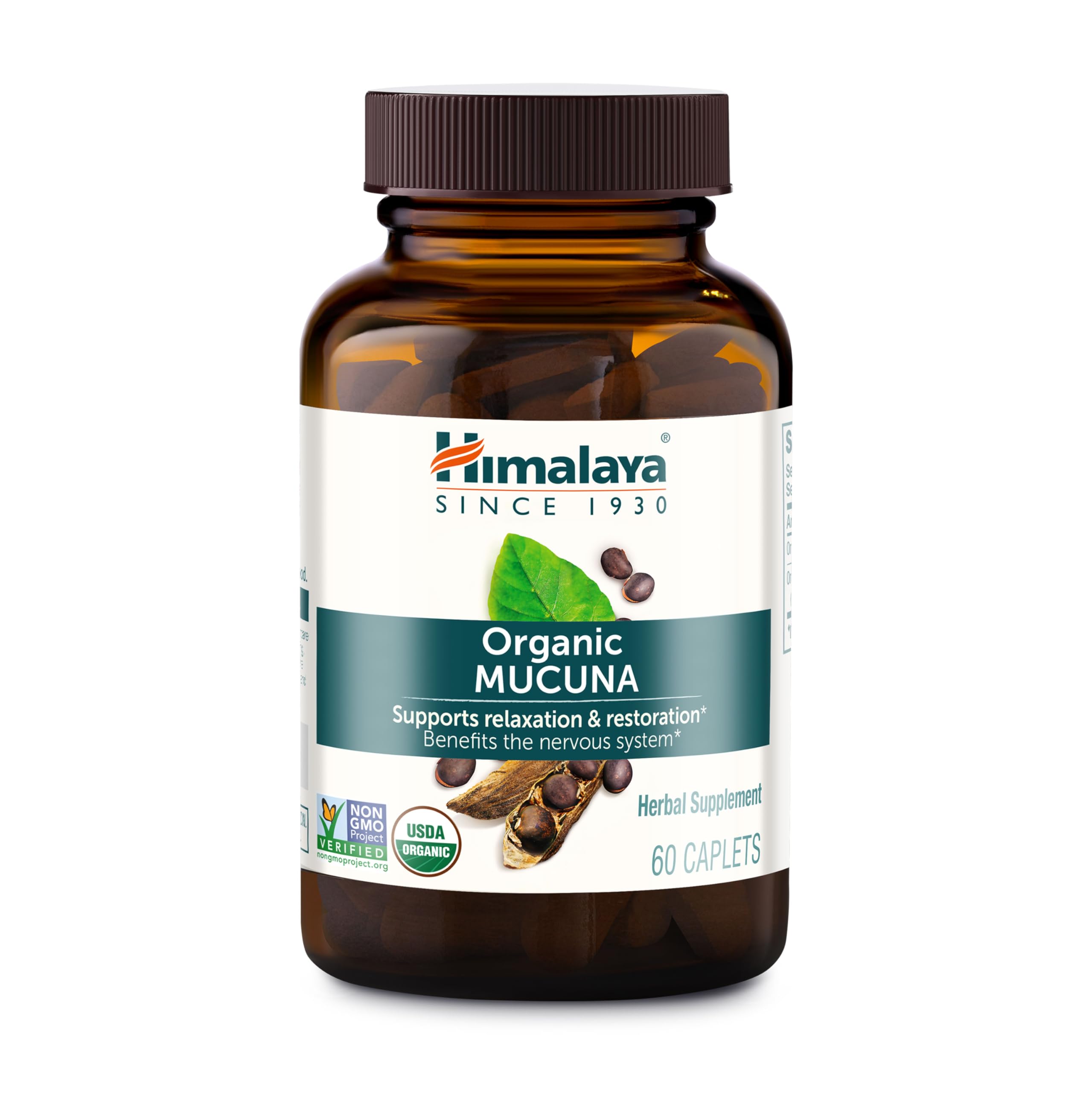 Himalaya USDA Organic Mucuna Pruriens Supplement, 600 mg, 60 Caplets