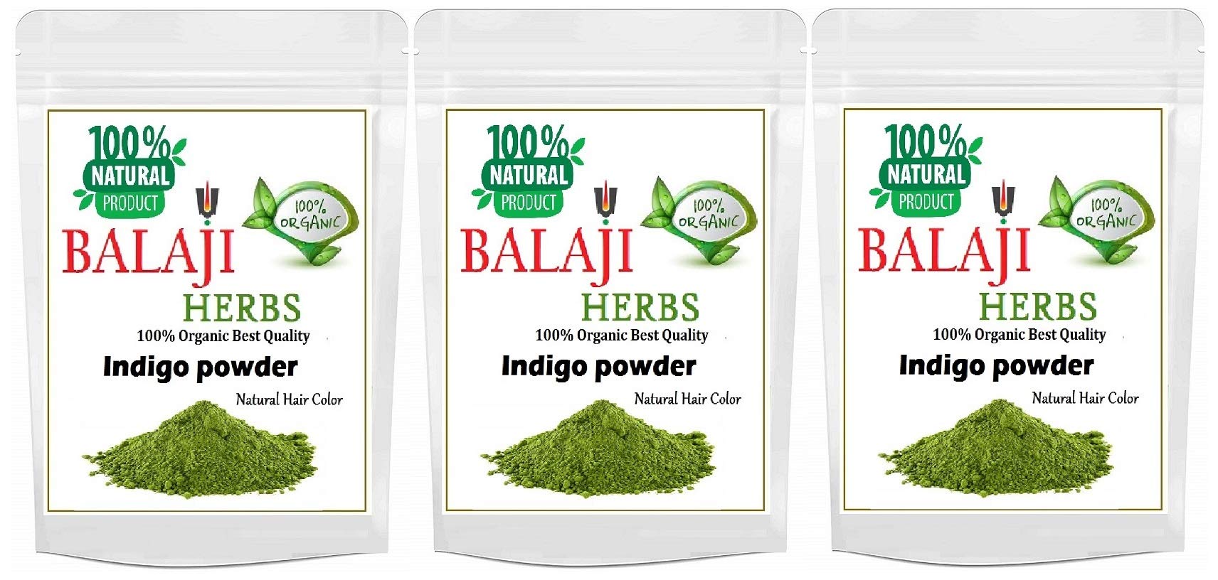 BALAJI HERBS 100% ORGANIC Indigo Powder For Hair & Beard Dye - Black (300g)